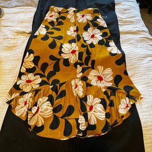 Eva Franco Ikebana Floral Asymmetrical Midi Skirt